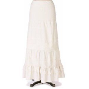 Anthropologie Edme & Essyllte Ivory Corduroy Ruffle Maxi Skirt